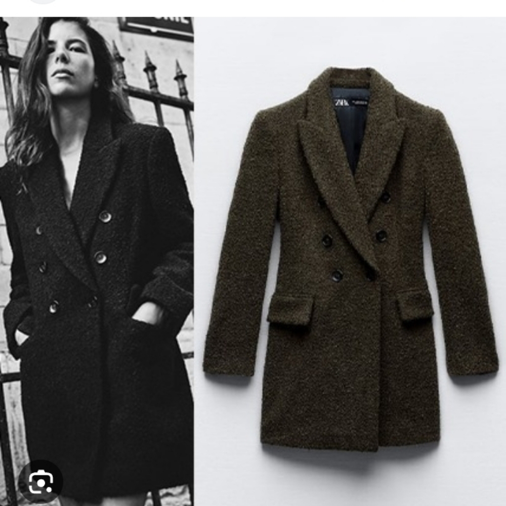 Zara Long Buttoned Bougle Double Breasted Blazer Coat SZ- Medium - Picture 2 of 8